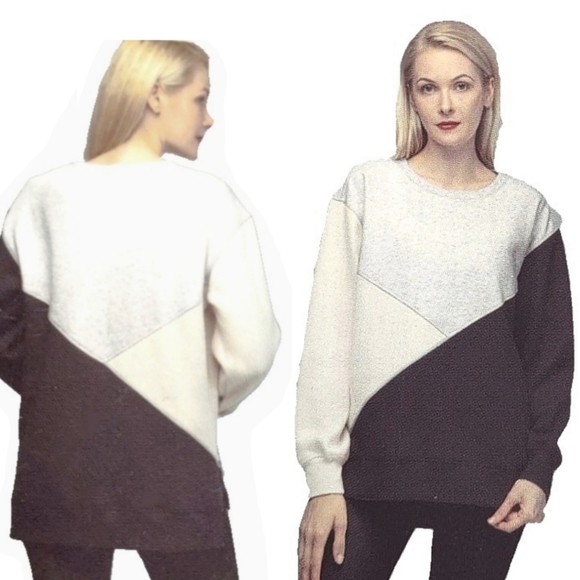 NWT Green Tea Colorblock Cozy Tunic/Sweatshirt - Picture 2 of 9